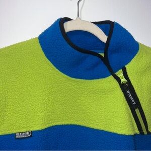 Stussy Blue and Green Fleece Pullover